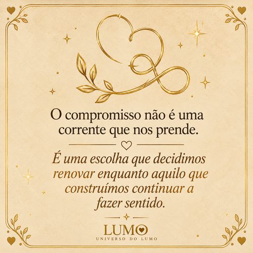 O compromisso não é uma corrente que nos prende. É uma escolha que decidimos renovar enquanto aquilo que construímos continuar a fazer sentido.