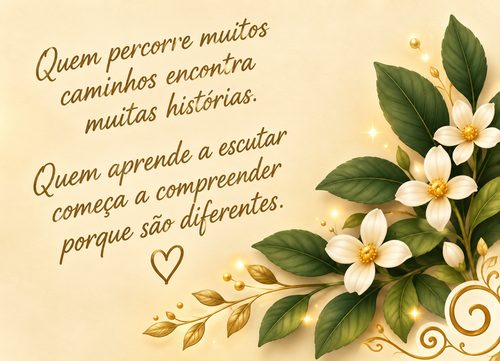Quem percorre muitos caminhos encontra muitas histórias. Quem aprende a escutar começa a compreender porque são diferentes.