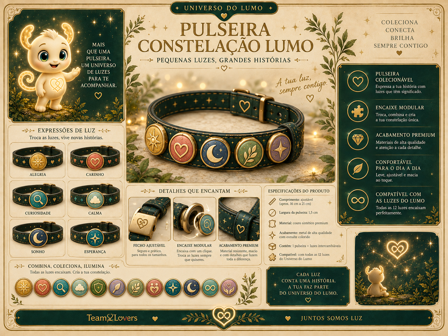 Imagem exemplificativa: Pulseira Constelação Lumo, design do universo Lumo.