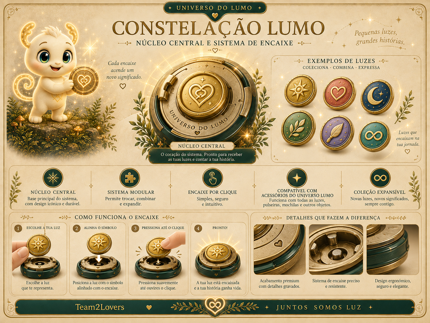 Imagem exemplificativa: Núcleo central Constelação Lumo, design do universo Lumo.