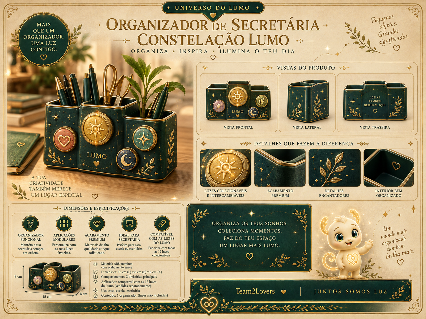 Imagem exemplificativa: Organizador Constelação Lumo, design do universo Lumo.