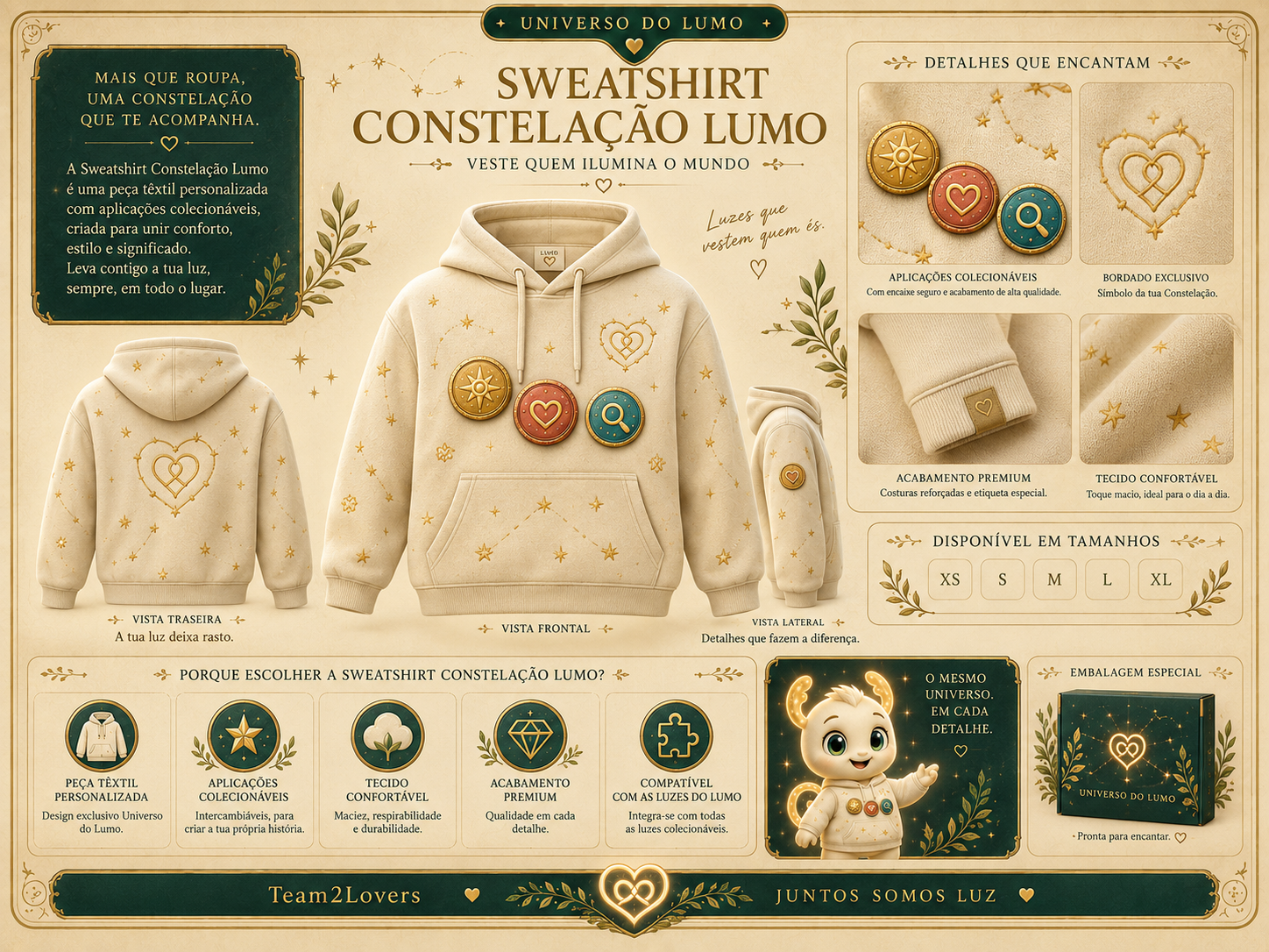 Imagem exemplificativa: Sweatshirt Constelação Lumo, design do universo Lumo.