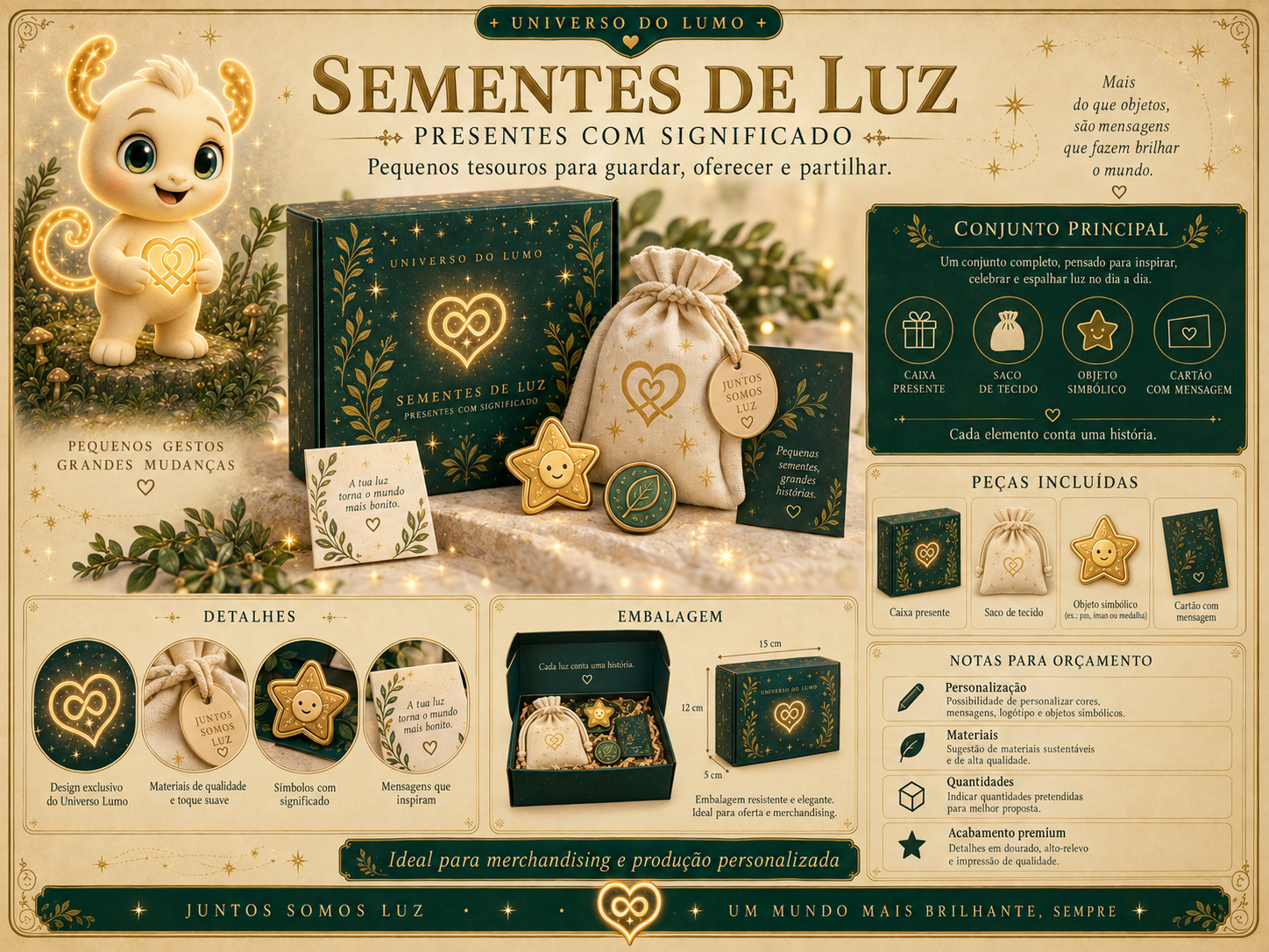 Imagem exemplificativa: Kit Sementes de Luz, design do universo Lumo.