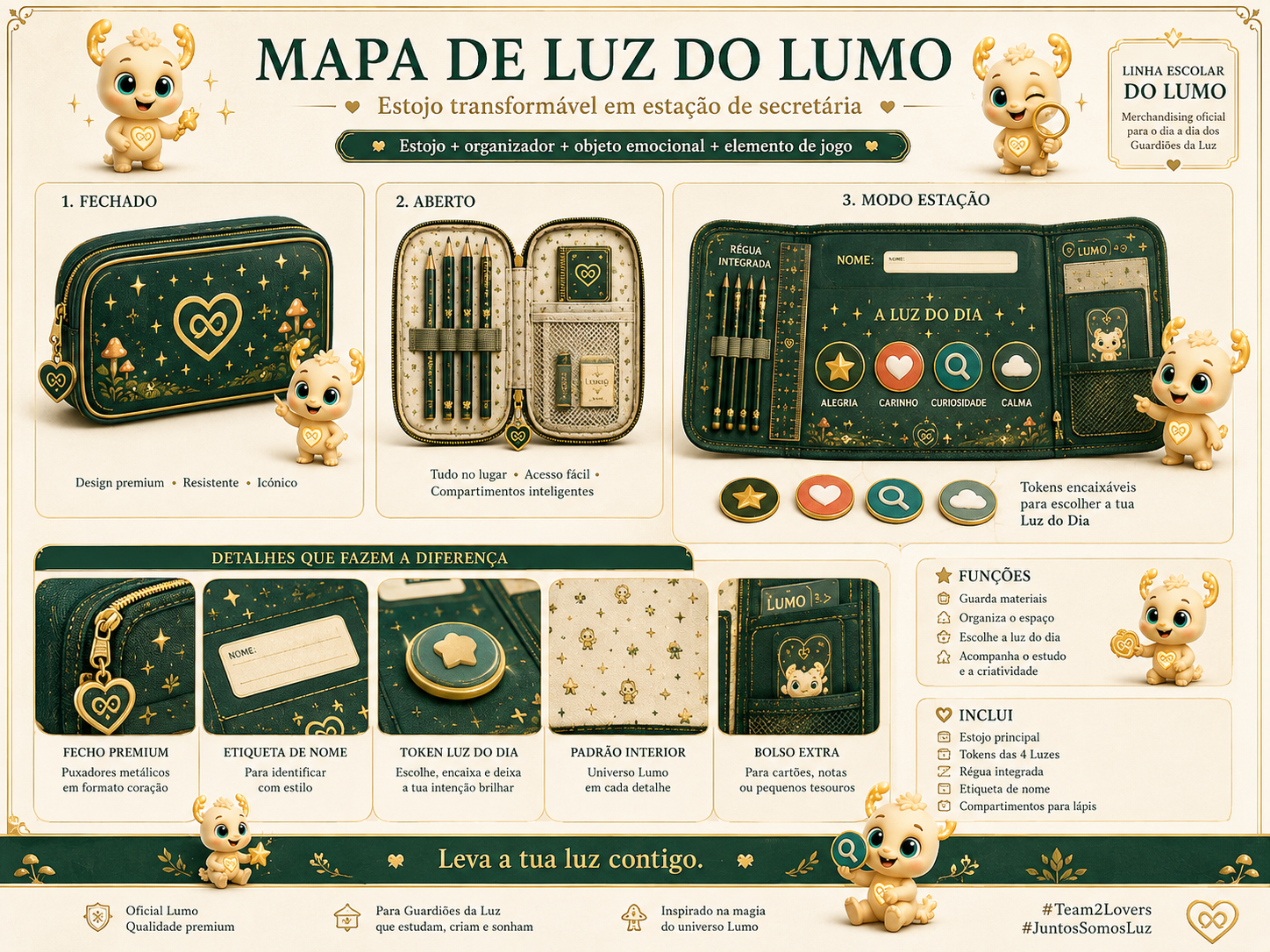Imagem exemplificativa: Mapa de Luz — estojo transformável, design do universo Lumo.