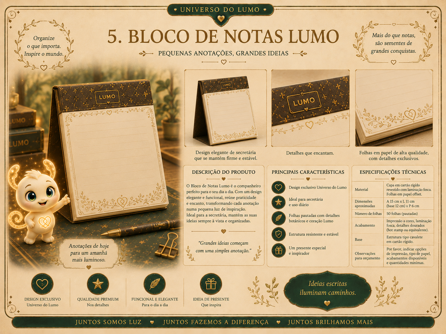 Imagem exemplificativa: Bloco de Notas Lumo, design do universo Lumo.