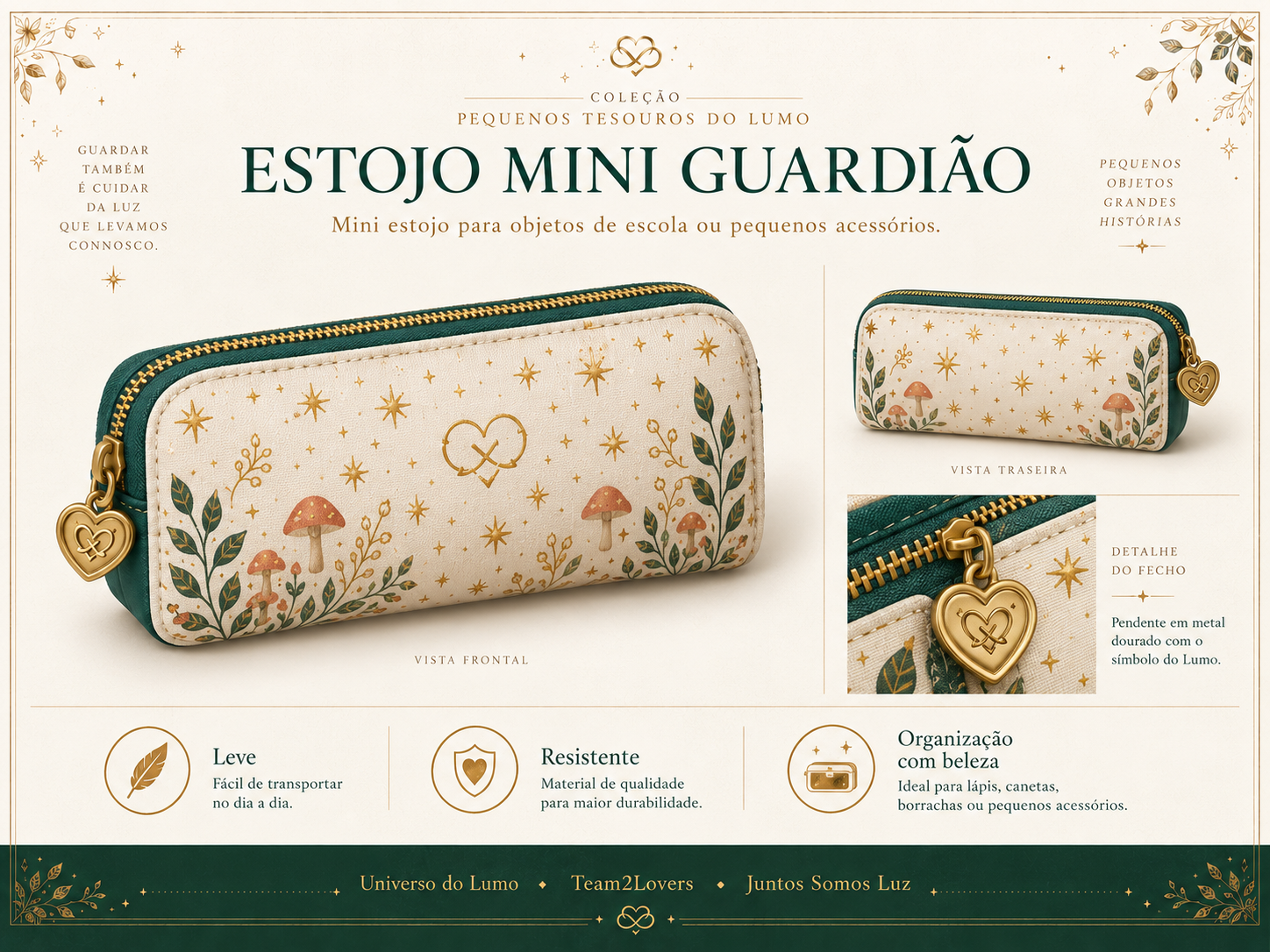 Imagem exemplificativa: Estojo Mini Guardião, design do universo Lumo.