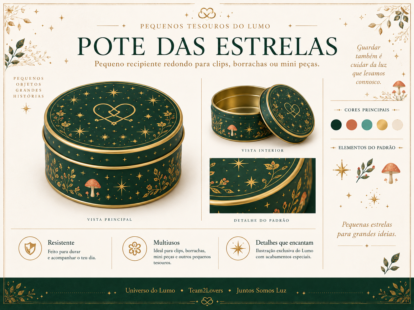Imagem exemplificativa: Pote das Estrelas, design do universo Lumo.