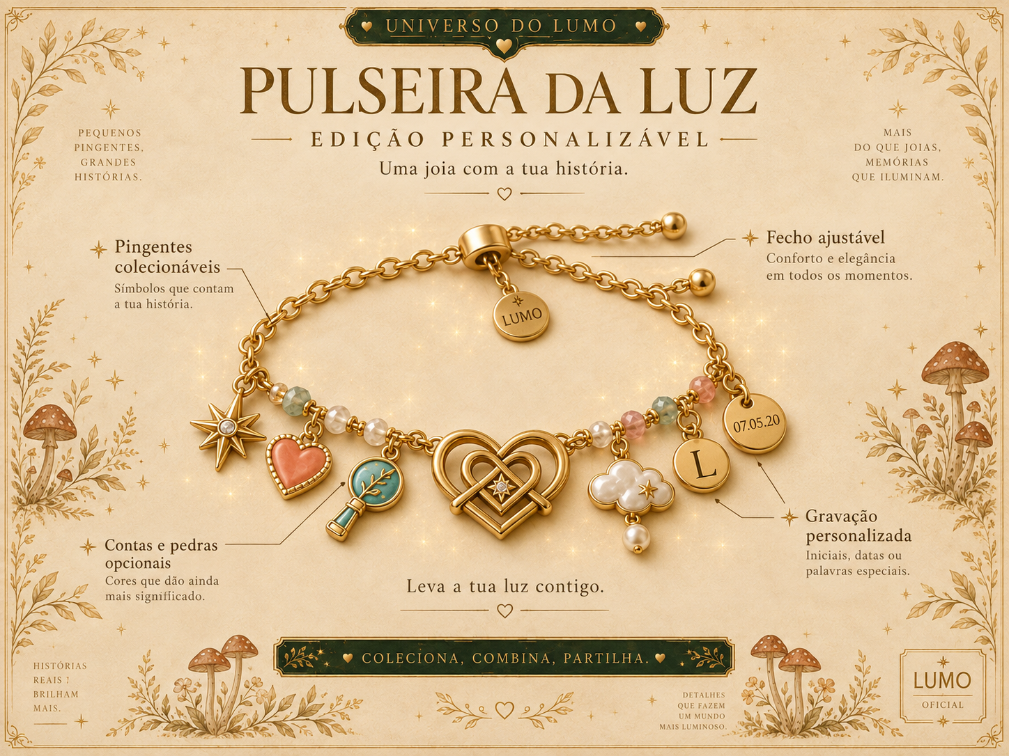 Imagem exemplificativa: Pulseira da Luz — personalizável, design do universo Lumo.