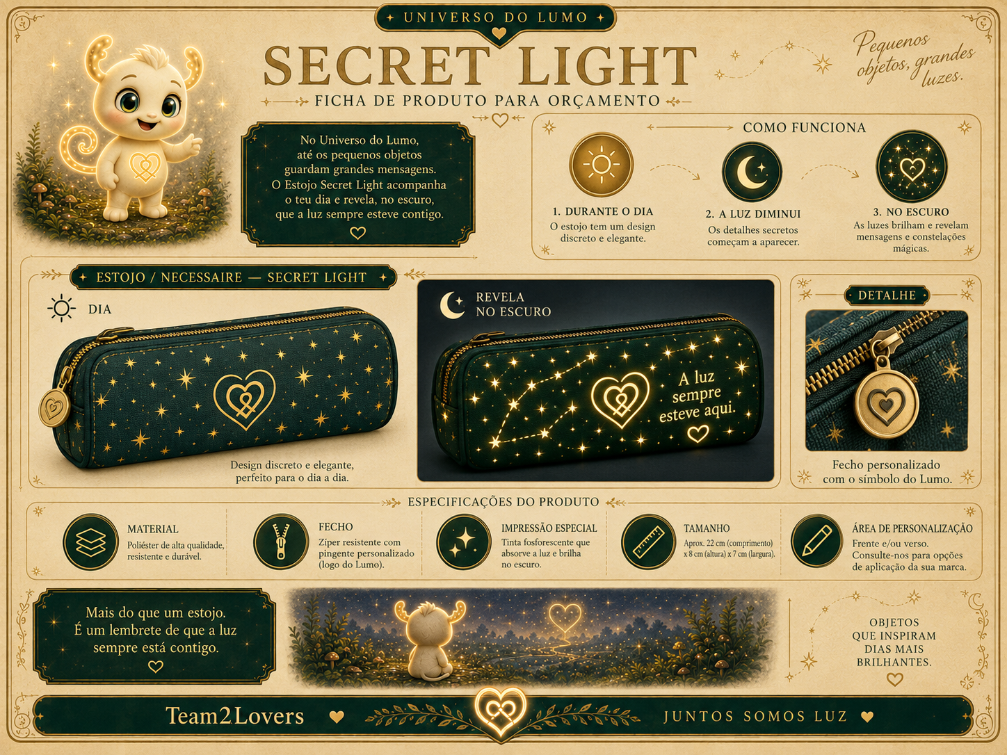 Imagem exemplificativa: Estojo Secret Light, design do universo Lumo.