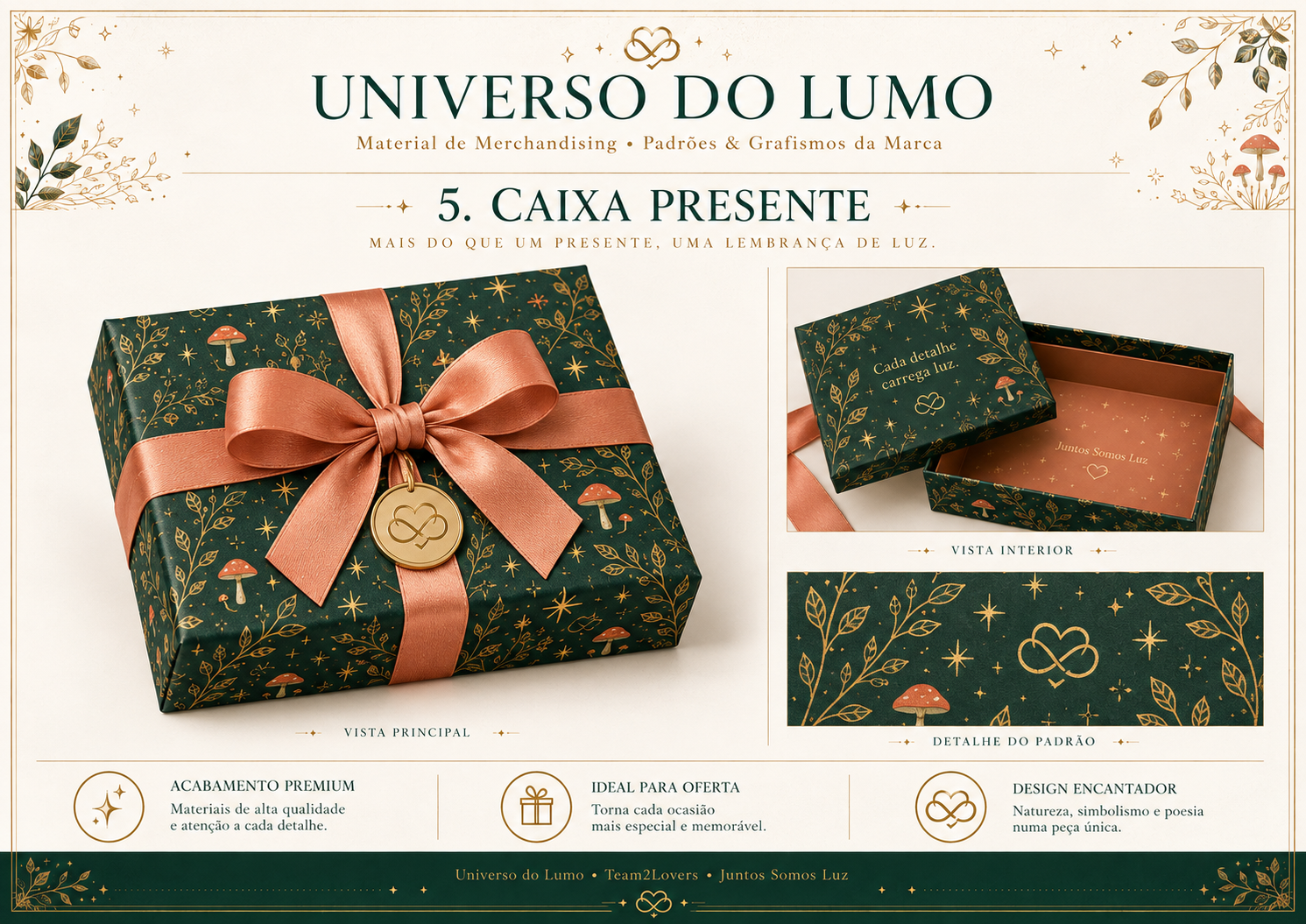 Imagem exemplificativa: Caixa Presente Universo Lumo, design do universo Lumo.