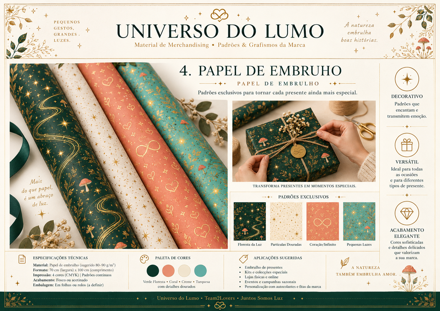 Imagem exemplificativa: Papel de Embrulho Universo Lumo, design do universo Lumo.