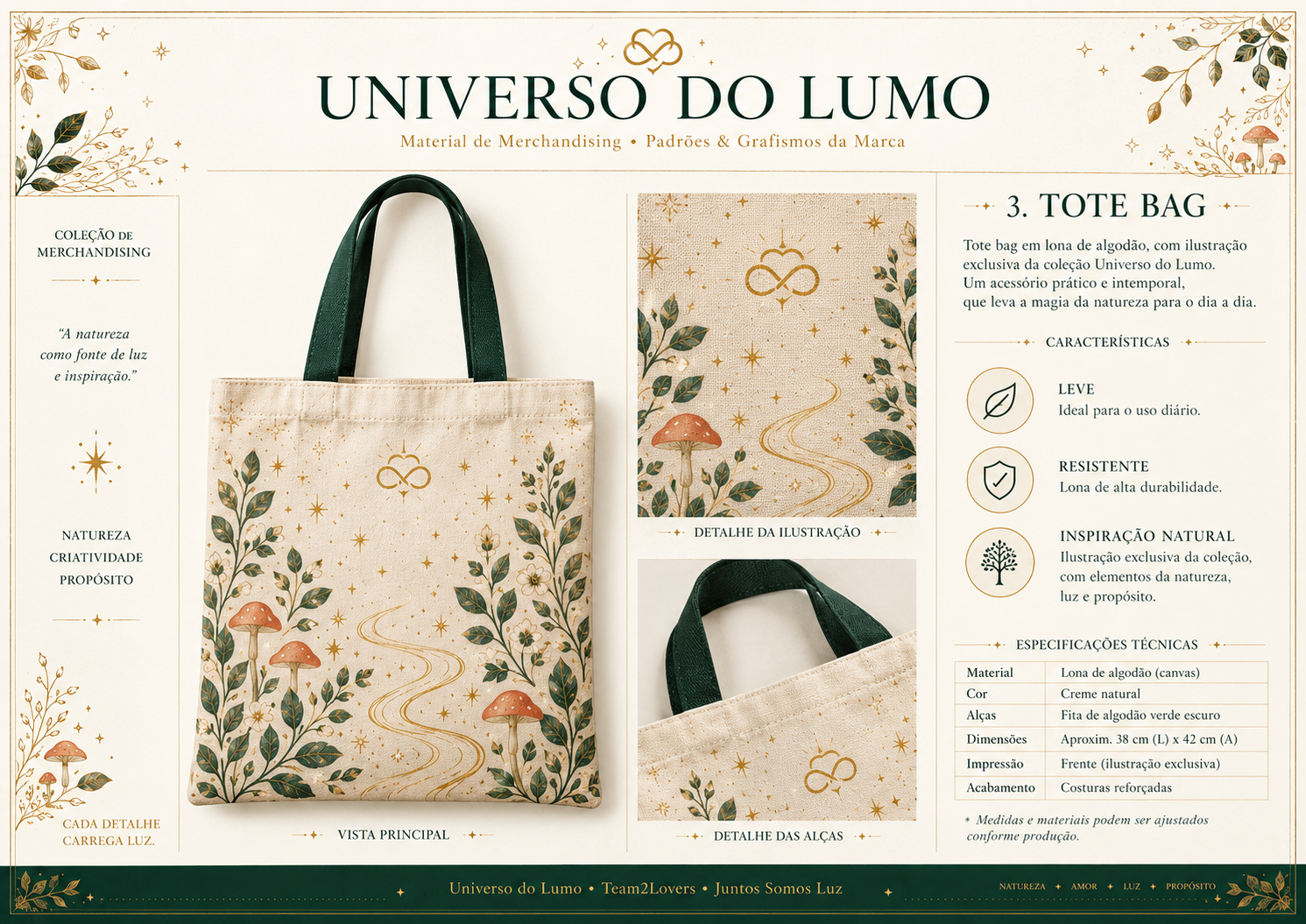 Imagem exemplificativa: Tote Bag Floresta da Luz, design do universo Lumo.