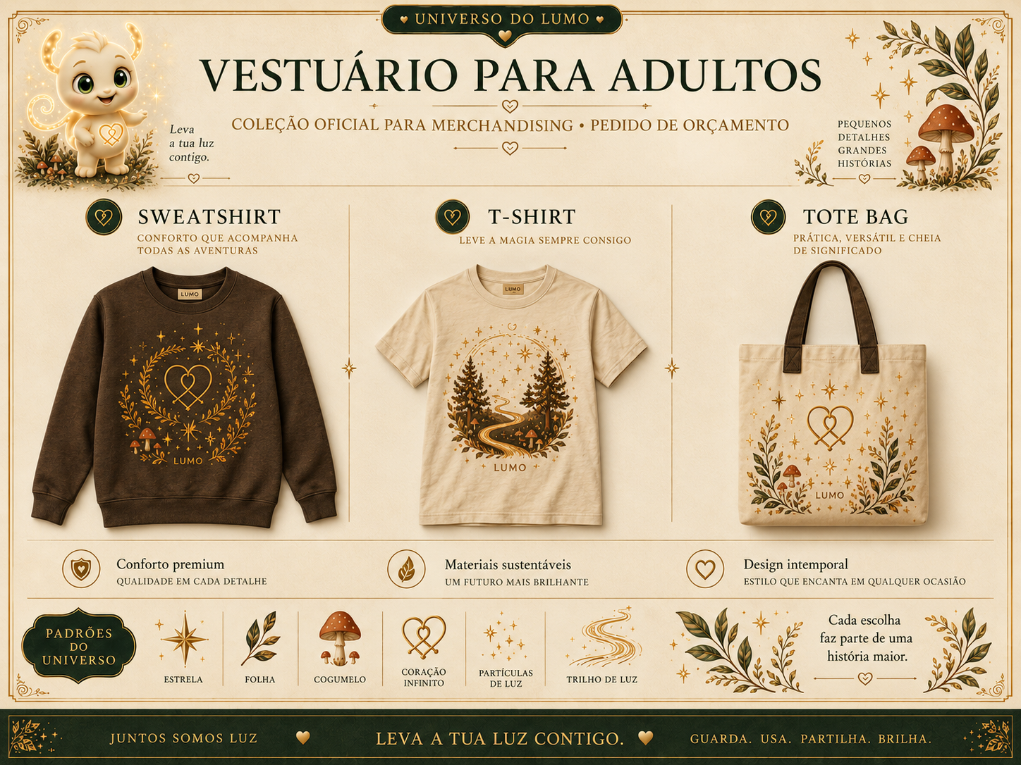 Imagem exemplificativa: T-shirt Lumo — adulto, design do universo Lumo.