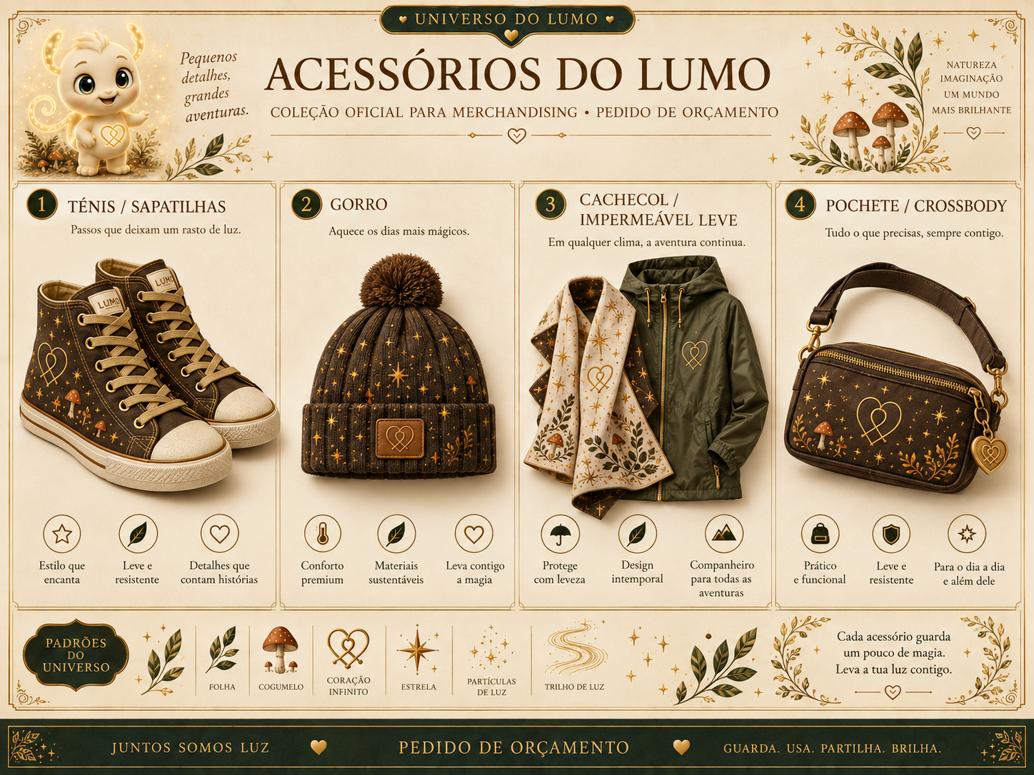 Imagem exemplificativa: Pochete Lumo — castanha, design do universo Lumo.