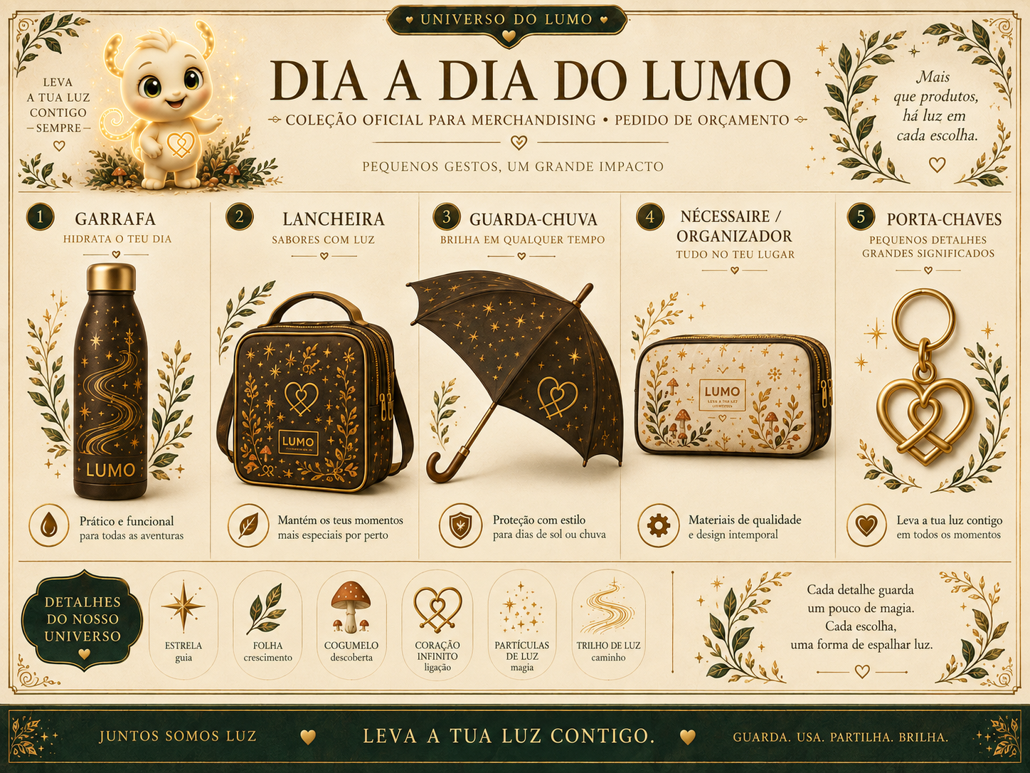 Imagem exemplificativa: Guarda-chuva Lumo — castanho, design do universo Lumo.