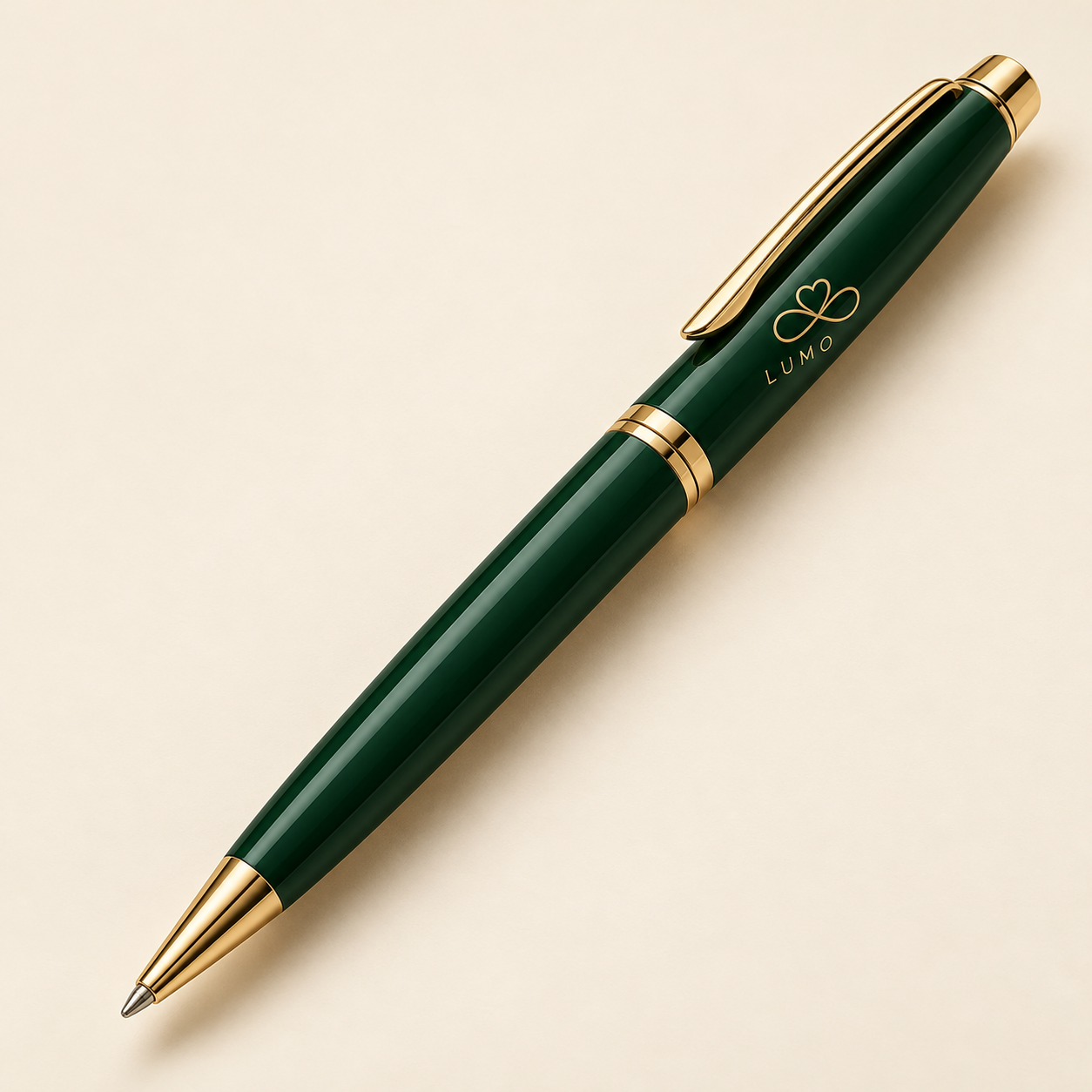 Caneta Lumo — verde e dourado — unidade