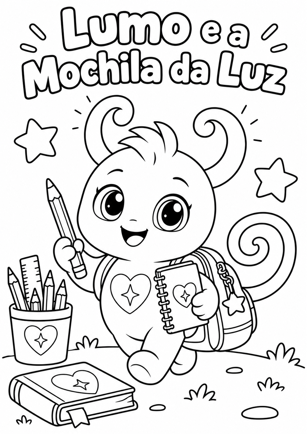Lumo e a Mochila da Luz, desenho para colorir